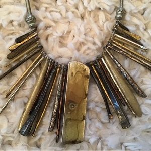 Chicos Mixed Metals Necklace EUC Adjustable Length Silver Gold Unique Statement